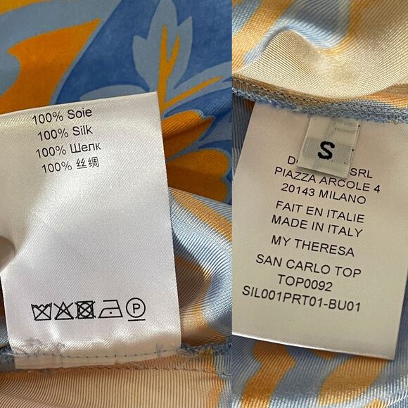 LA DOUBLEJ San Carlo Printed 100% Silk Twill Satin Scarf Top in Multi Size S - Picture 14 of 15